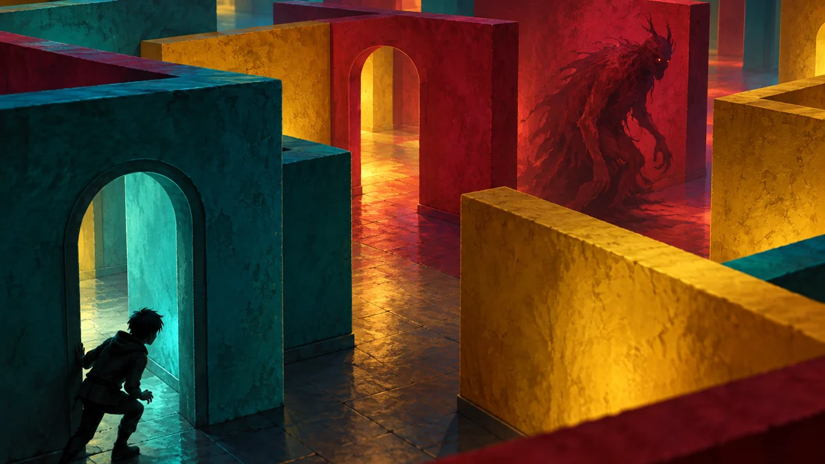 Editorial illustration showing why matching a wall color may not conceal a player from the color-assimilating Chapter 4 monster